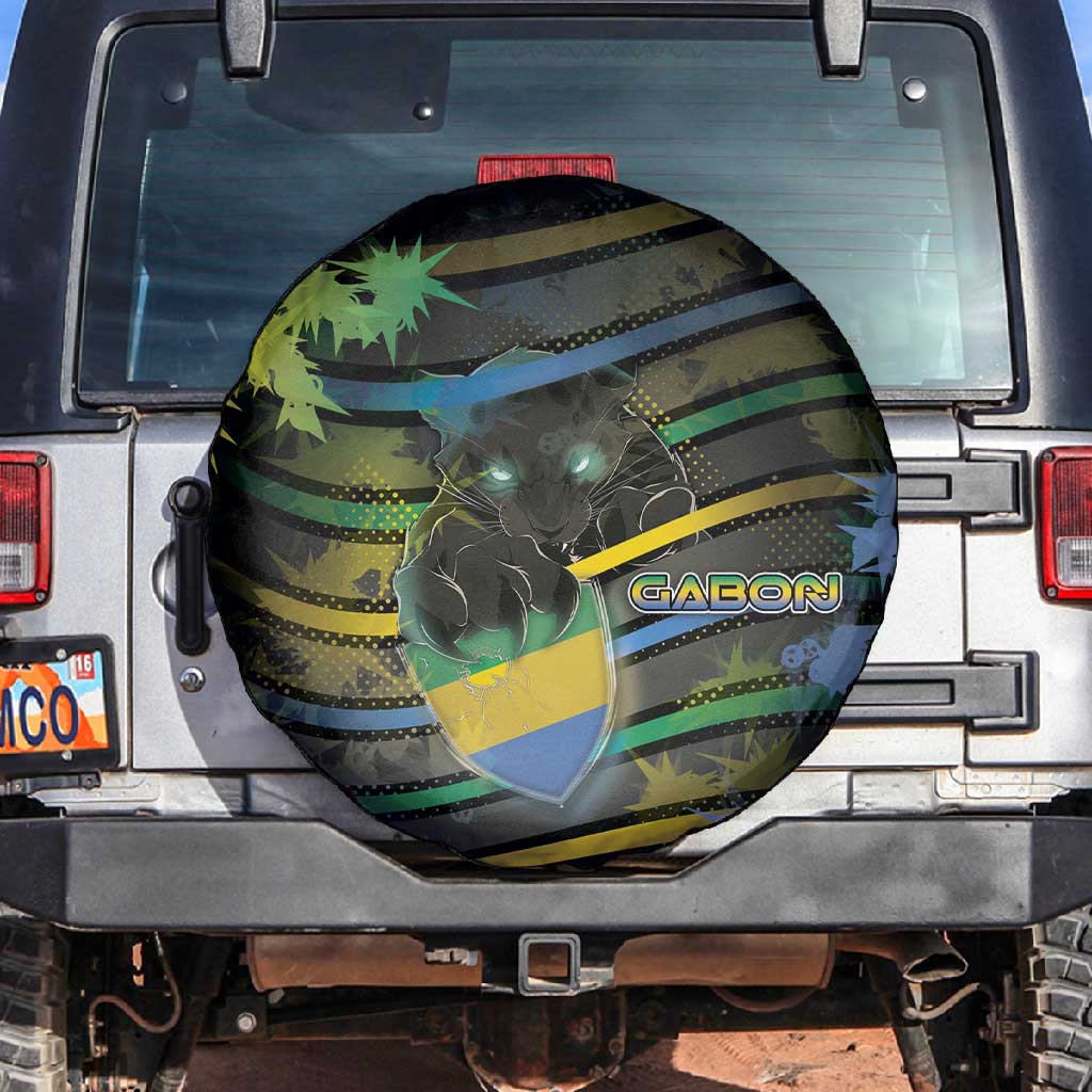 Gabon Spare Tire Cover Panther Strike Striped Style