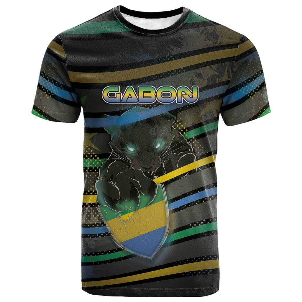 Personalized Gabon T shirt Panther Strike Striped Style