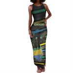 Personalized Gabon Tank Maxi Dress Panther Strike Striped Style