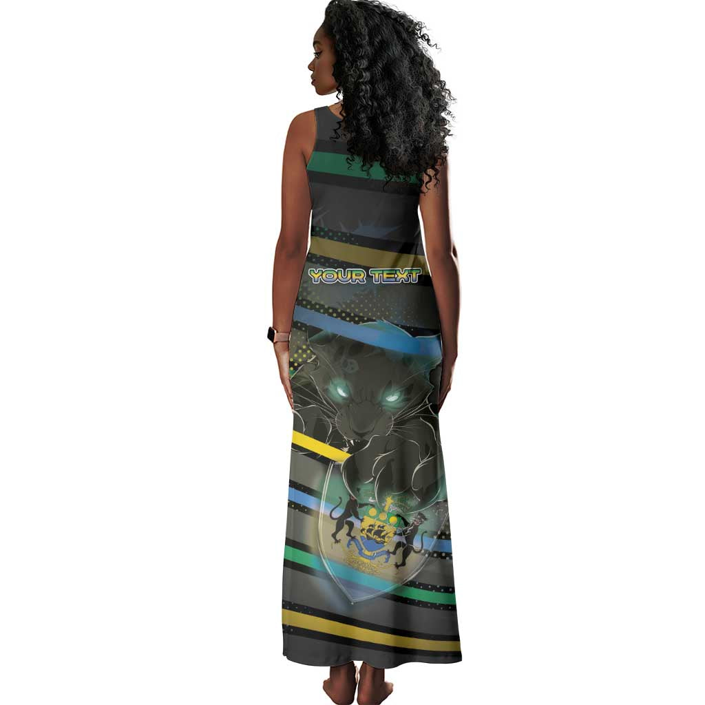 Personalized Gabon Tank Maxi Dress Panther Strike Striped Style