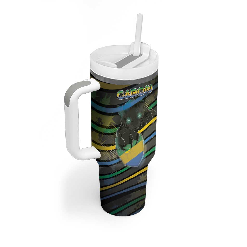 Personalized Gabon Tumbler With Handle Panther Strike Striped Style