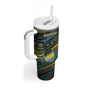 Personalized Gabon Tumbler With Handle Panther Strike Striped Style