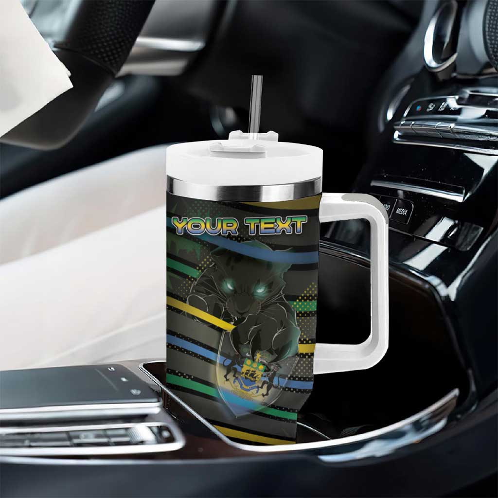 Personalized Gabon Tumbler With Handle Panther Strike Striped Style