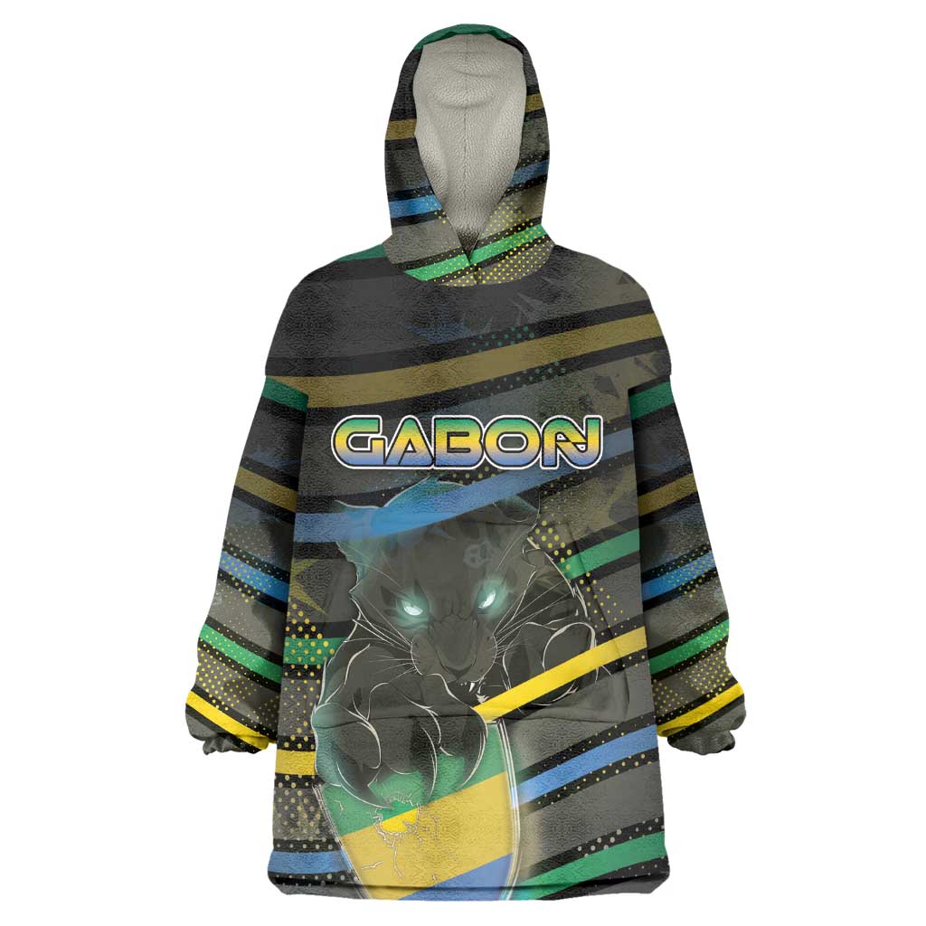Personalized Gabon Wearable Blanket Hoodie Panther Strike Striped Style