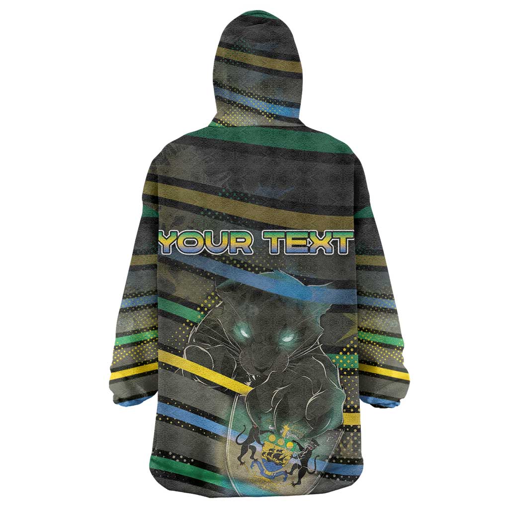 Personalized Gabon Wearable Blanket Hoodie Panther Strike Striped Style