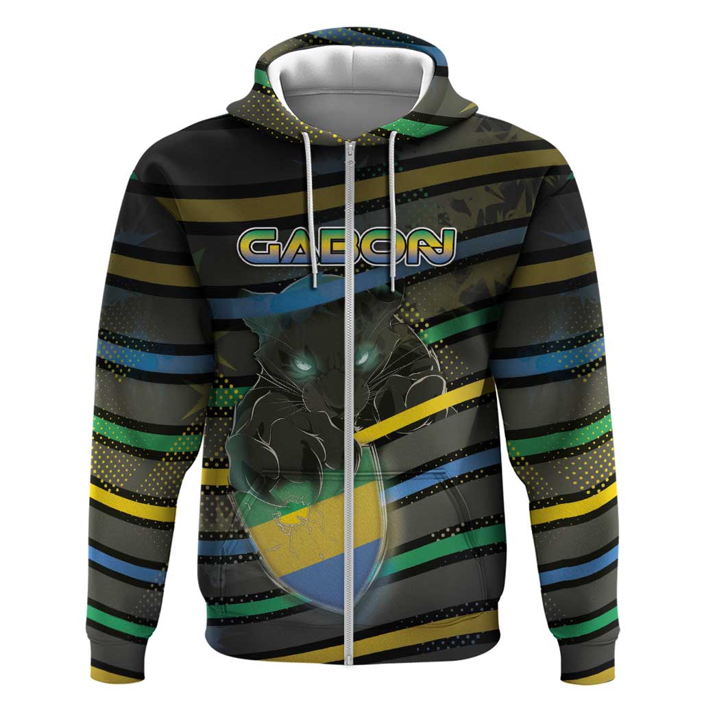 Personalized Gabon Zip Hoodie Panther Strike Striped Style