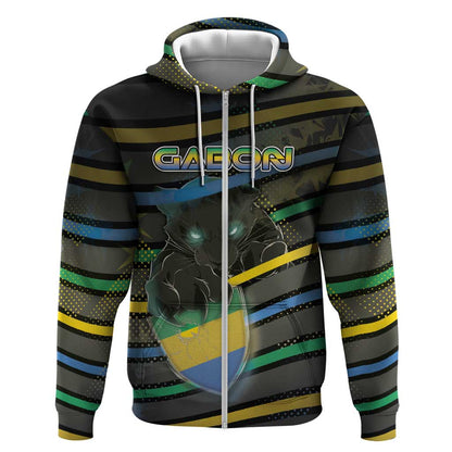Personalized Gabon Zip Hoodie Panther Strike Striped Style