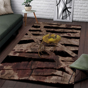 African Halloween Egypt Mummy Wrap Area Rug Golden Winged Scarab Badge