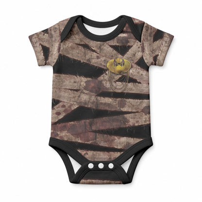 African Halloween Egypt Mummy Wrap Baby Onesie Golden Winged Scarab Badge