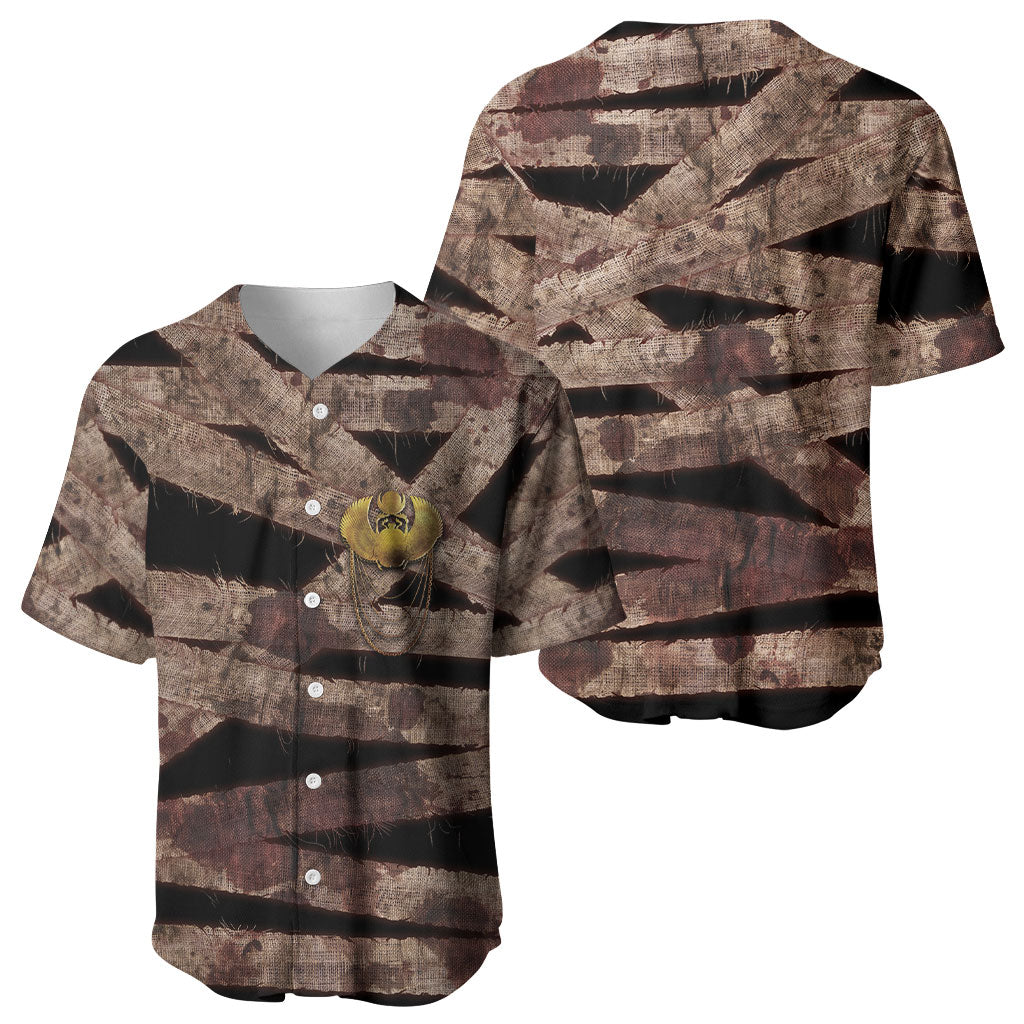 African Halloween Egypt Mummy Wrap Baseball Jersey Golden Winged Scarab Badge