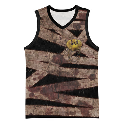 African Halloween Egypt Mummy Wrap Basketball Jersey Golden Winged Scarab Badge