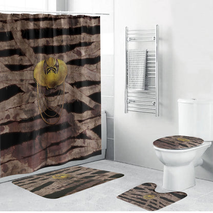African Halloween Egypt Mummy Wrap Bathroom Set Golden Winged Scarab Badge