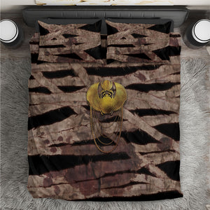 African Halloween Egypt Mummy Wrap Bedding Set Golden Winged Scarab Badge