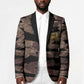 African Halloween Egypt Mummy Wrap Blazer Golden Winged Scarab Badge