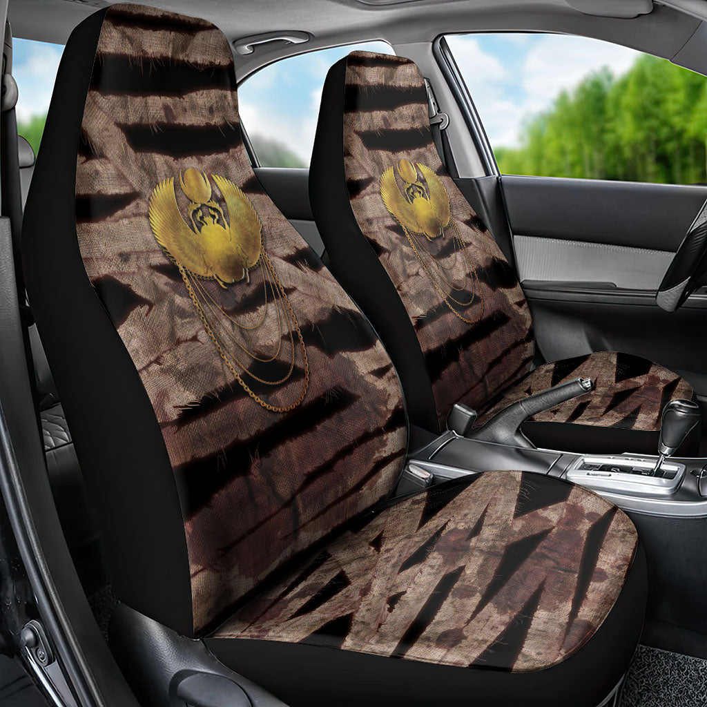 African Halloween Egypt Mummy Wrap Car Seat Cover Golden Winged Scarab Badge