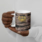 African Halloween Egypt Mummy Wrap Ceramic Mug Golden Winged Scarab Badge