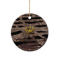African Halloween Egypt Mummy Wrap Ceramic Ornament Golden Winged Scarab Badge