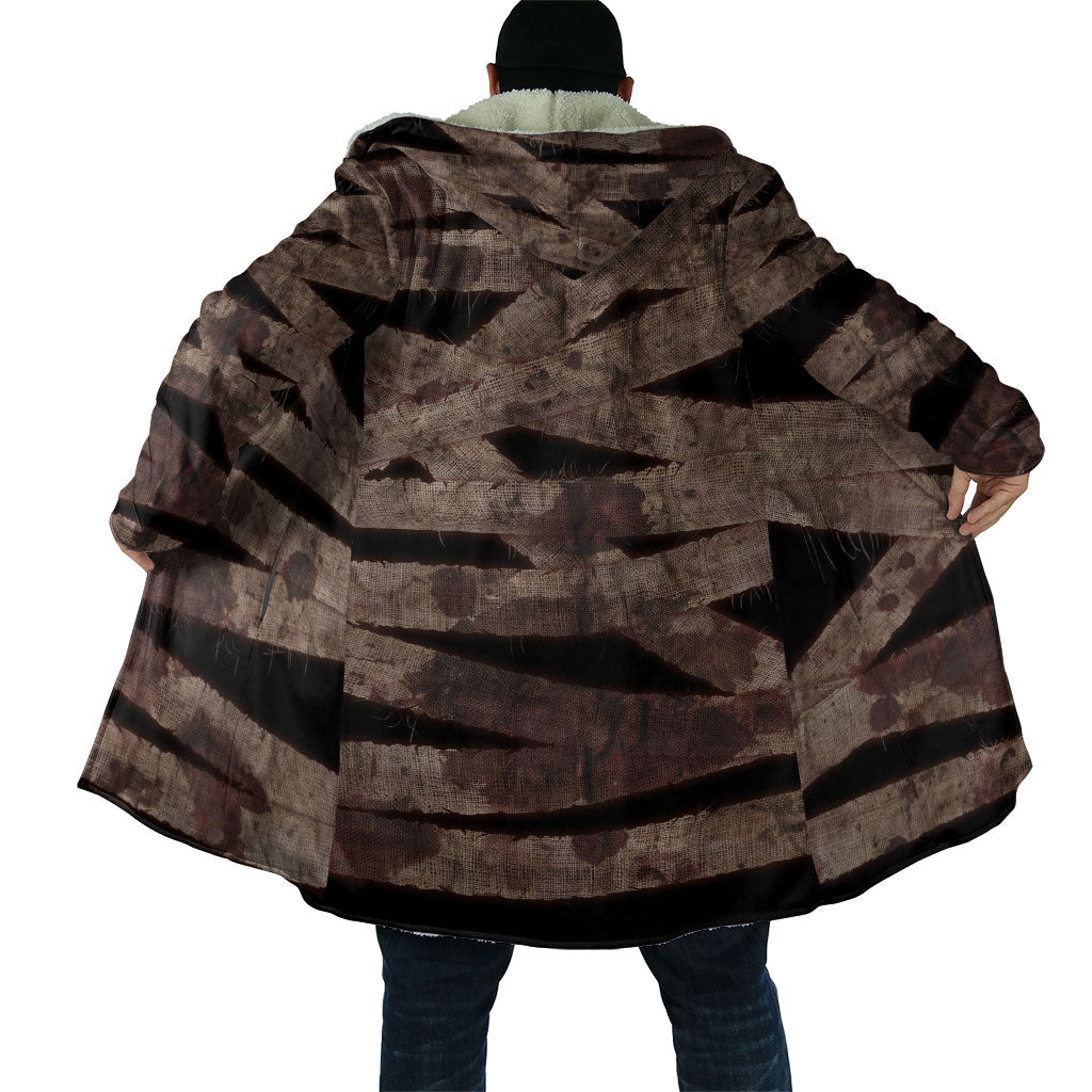 African Halloween Egypt Mummy Wrap Cloak Golden Winged Scarab Badge