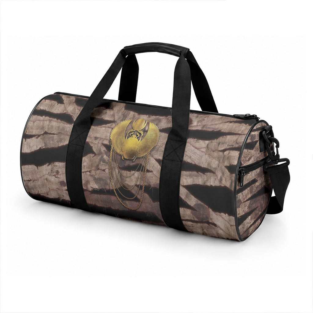 African Halloween Egypt Mummy Wrap Duffle Bag Golden Winged Scarab Badge