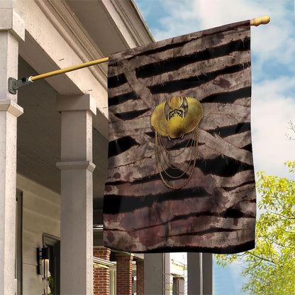 African Halloween Egypt Mummy Wrap Garden Flag Golden Winged Scarab Badge