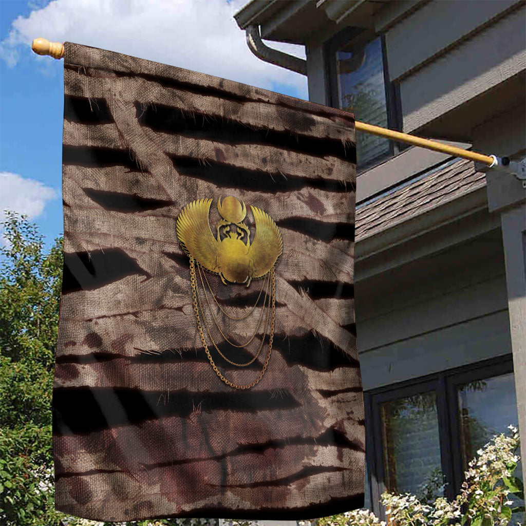 African Halloween Egypt Mummy Wrap Garden Flag Golden Winged Scarab Badge