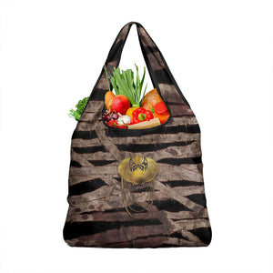 African Halloween Egypt Mummy Wrap Grocery Bag Golden Winged Scarab Badge