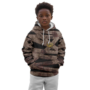 African Halloween Egypt Mummy Wrap Kid Hoodie Golden Winged Scarab Badge