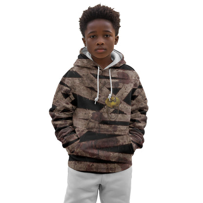 African Halloween Egypt Mummy Wrap Kid Hoodie Golden Winged Scarab Badge