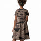 African Halloween Egypt Mummy Wrap Kid Short Sleeve Dress Golden Winged Scarab Badge