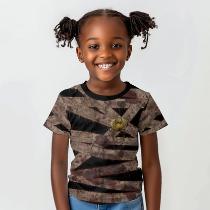 African Halloween Egypt Mummy Wrap Kid T shirt Golden Winged Scarab Badge