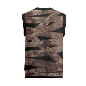 African Halloween Egypt Mummy Wrap Christmas Knitted V-Neck Vest Golden Winged Scarab Badge
