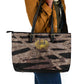 African Halloween Egypt Mummy Wrap Leather Tote Bag Golden Winged Scarab Badge