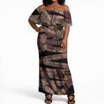 African Halloween Egypt Mummy Wrap Off Shoulder Maxi Dress Golden Winged Scarab Badge