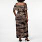 African Halloween Egypt Mummy Wrap Off Shoulder Maxi Dress Golden Winged Scarab Badge