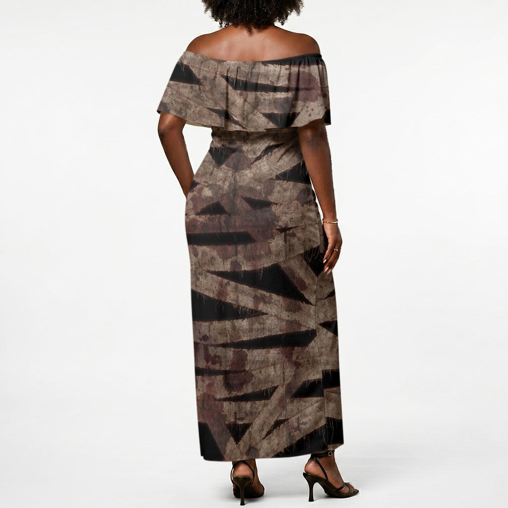 African Halloween Egypt Mummy Wrap Off Shoulder Maxi Dress Golden Winged Scarab Badge