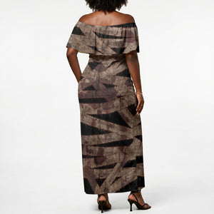 African Halloween Egypt Mummy Wrap Off Shoulder Maxi Dress Golden Winged Scarab Badge