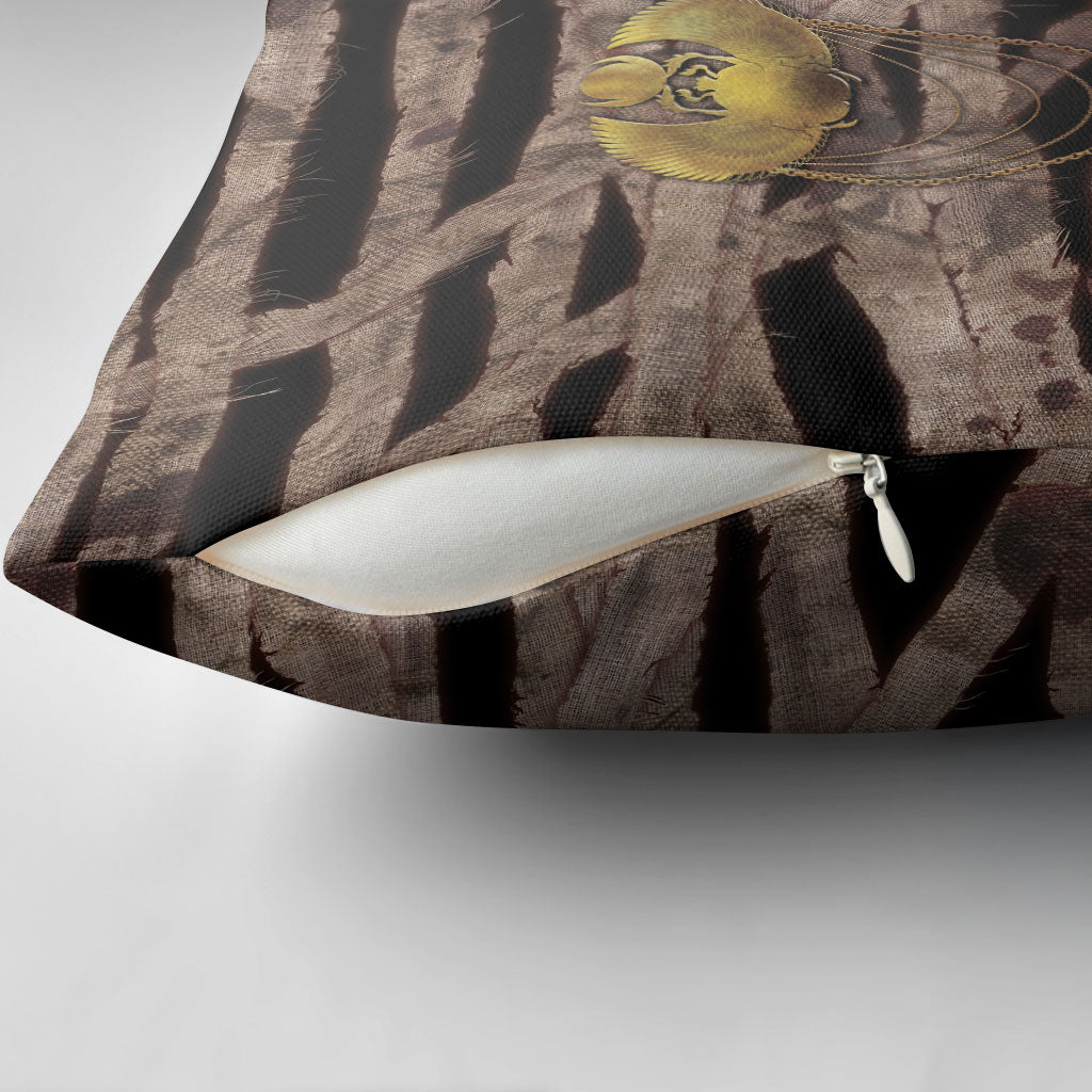 African Halloween Egypt Mummy Wrap Pillow Cover Golden Winged Scarab Badge