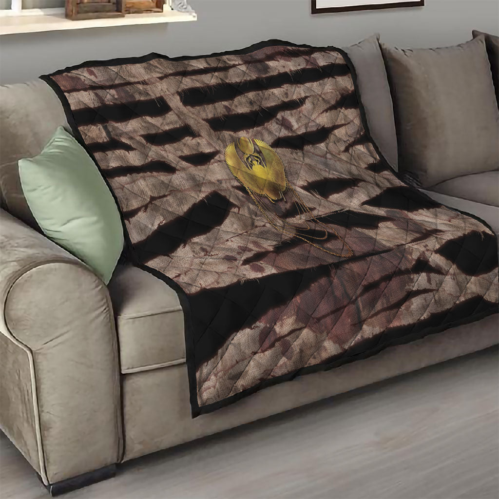 African Halloween Egypt Mummy Wrap Quilt Golden Winged Scarab Badge