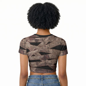 African Halloween Egypt Mummy Wrap Raglan Cropped T shirt Golden Winged Scarab Badge