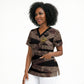 African Halloween Egypt Mummy Wrap Scrub Top Golden Winged Scarab Badge
