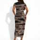 African Halloween Egypt Mummy Wrap Short Sleeve Bodycon Dress Golden Winged Scarab Badge