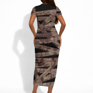 African Halloween Egypt Mummy Wrap Short Sleeve Bodycon Dress Golden Winged Scarab Badge
