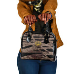 African Halloween Egypt Mummy Wrap Shoulder Handbag Golden Winged Scarab Badge