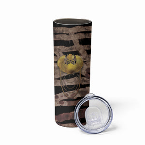 African Halloween Egypt Mummy Wrap Skinny Tumbler Golden Winged Scarab Badge