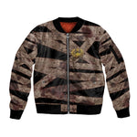 African Halloween Egypt Mummy Wrap Sleeve Zip Bomber Jacket Golden Winged Scarab Badge