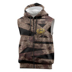 African Halloween Egypt Mummy Wrap Sleeveless Zip Hoodie Golden Winged Scarab Badge
