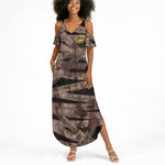 African Halloween Egypt Mummy Wrap Summer Maxi Dress Golden Winged Scarab Badge