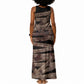 African Halloween Egypt Mummy Wrap Tank Maxi Dress Golden Winged Scarab Badge