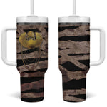 African Halloween Egypt Mummy Wrap Tumbler With Handle Golden Winged Scarab Badge