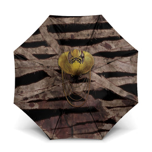 African Halloween Egypt Mummy Wrap Umbrella Golden Winged Scarab Badge